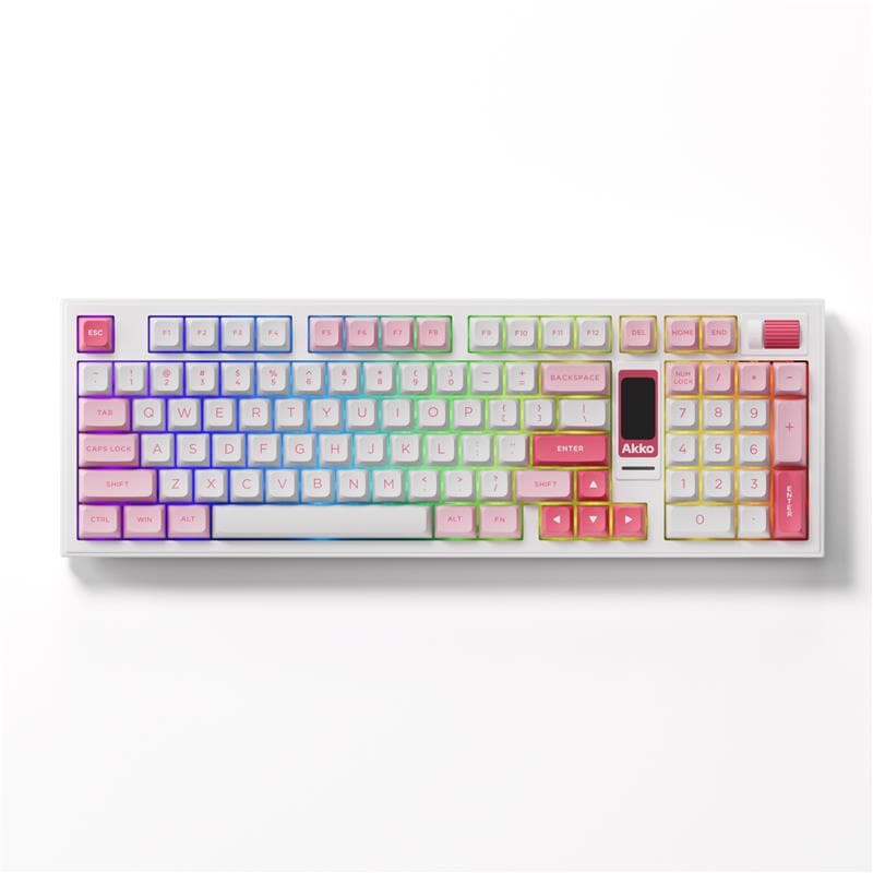 Akko 5098B Customizable Tri-Mode Mechanical Keyboard, Classic Pink Opt