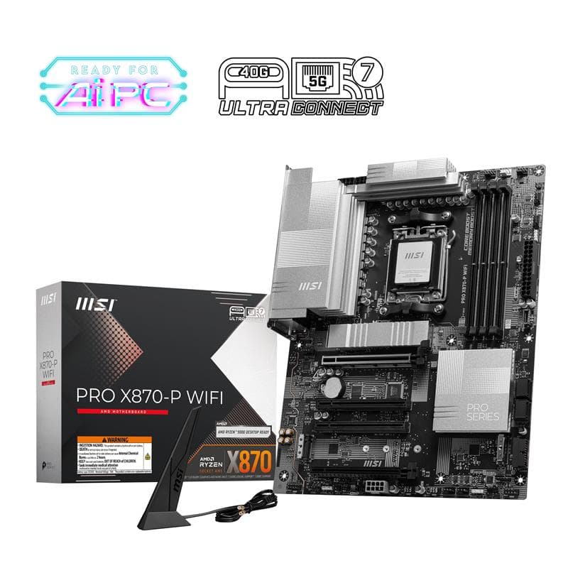 MSI PRO X870-P WIFI, AMD X870 ATX AM5 Motherboard(Open Box)