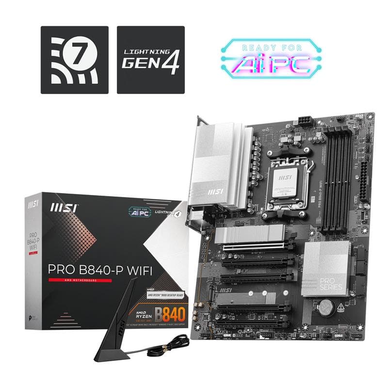 MSI PRO B840-P WIFI, AMD Ryzen™ 9000 / 8000 / 7000 Series Motherboard(Open Box)