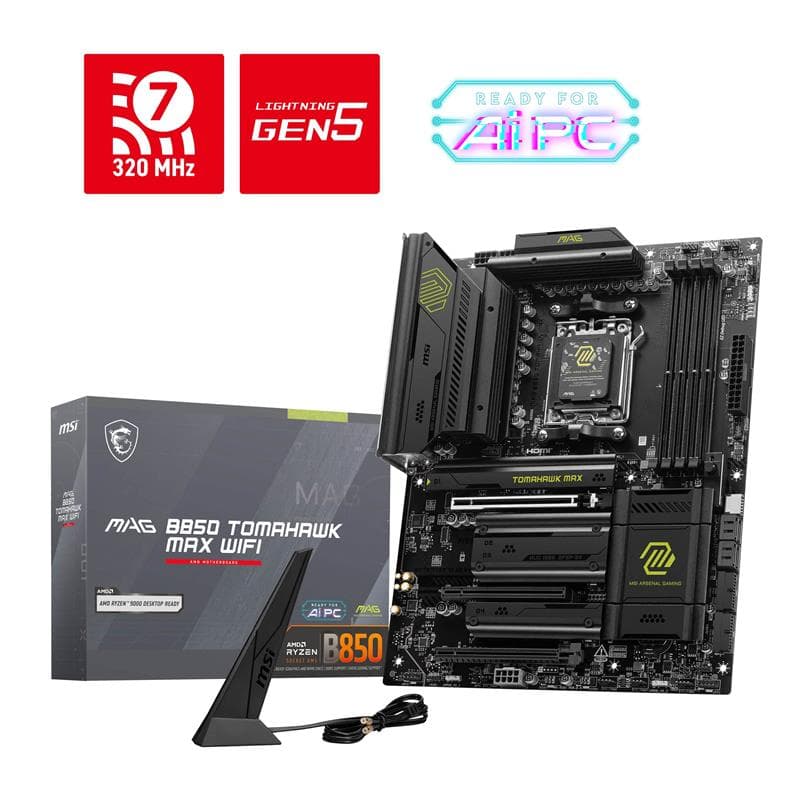MSI MAG B850 TOMAHAWK MAX WIFI, AMD Ryzen™ 9000 / 8000 / 7000 Series(Open Box)
