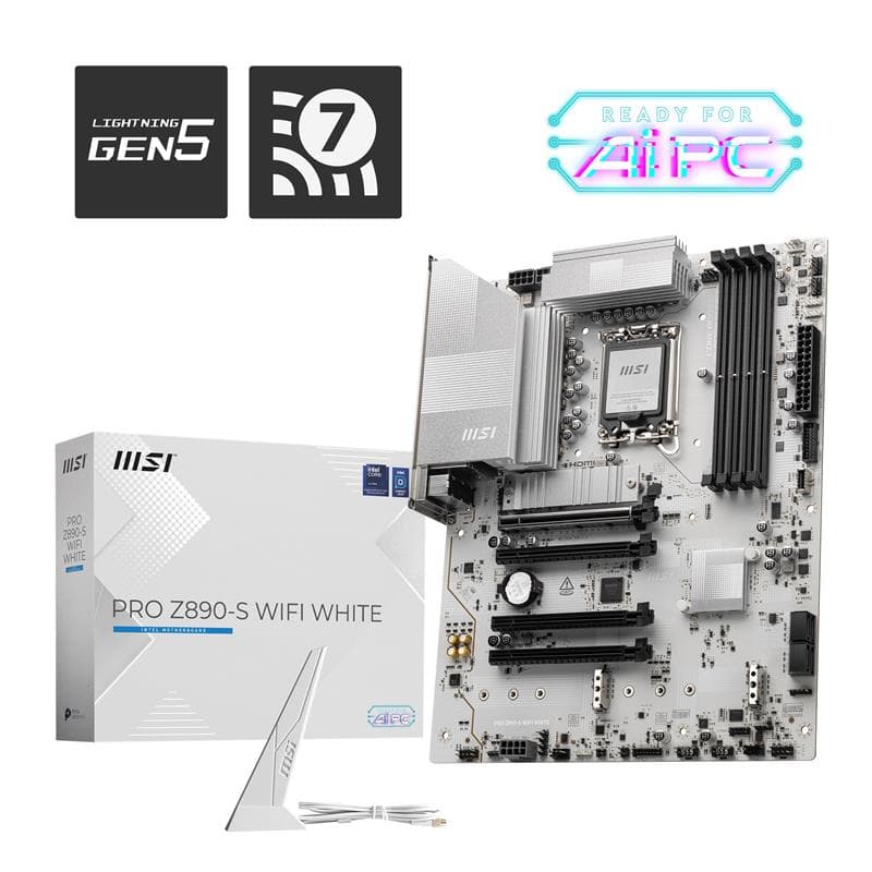 MSI PRO Z890-S WIFI WHITE, Intel Z890 ATX LGA 1851 Motherboard