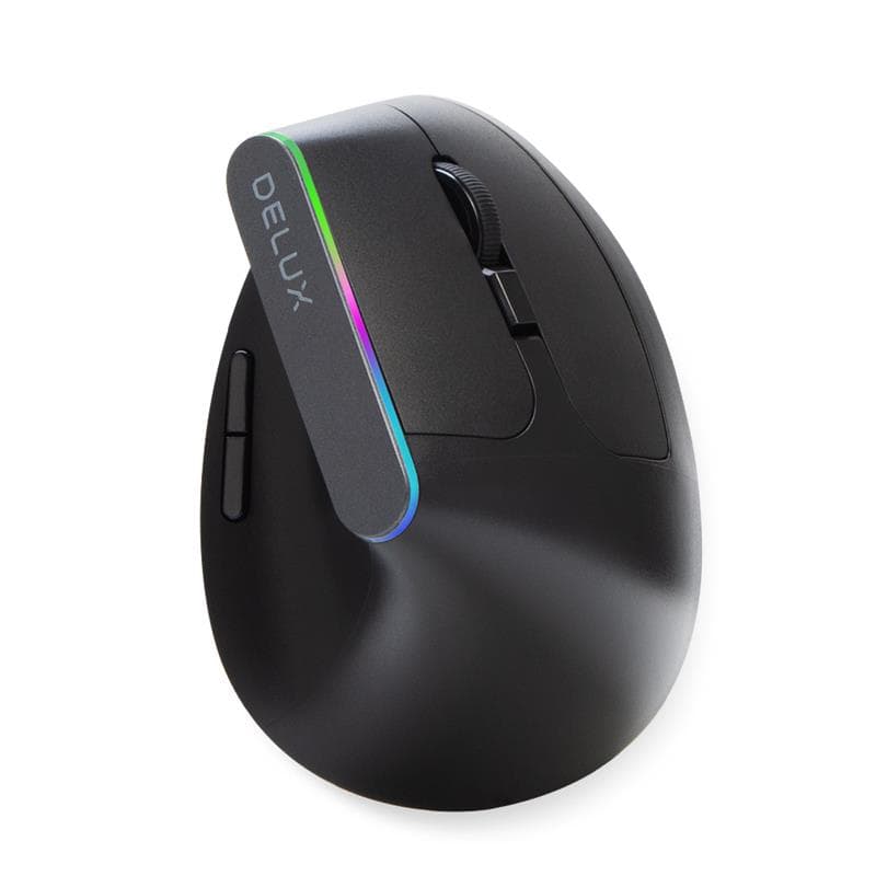Delux M618DB Wireless Optical Ergonomic Mouse, RGB Light