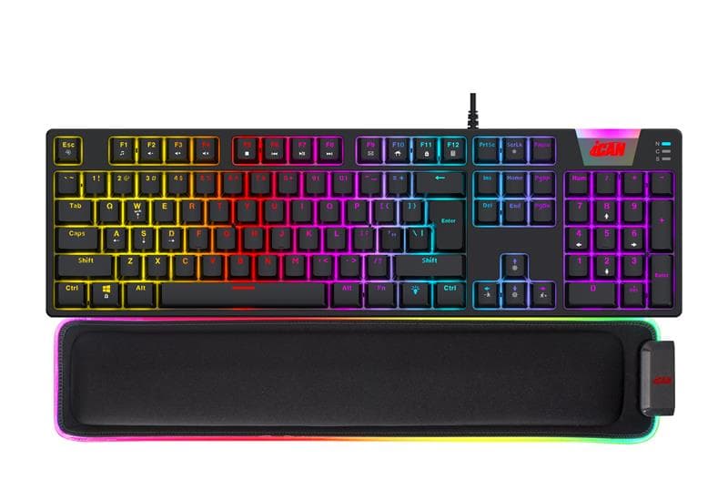 iCAN MK1047 RGB Mechanical Gaming Keyboard with RGB Wrist Pad,104 Keys
