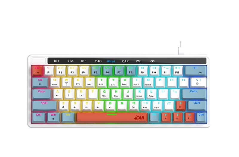 iCAN MK1103 Tri-Mode RGB Mechanical Gaming Keyboard, 63 Keys