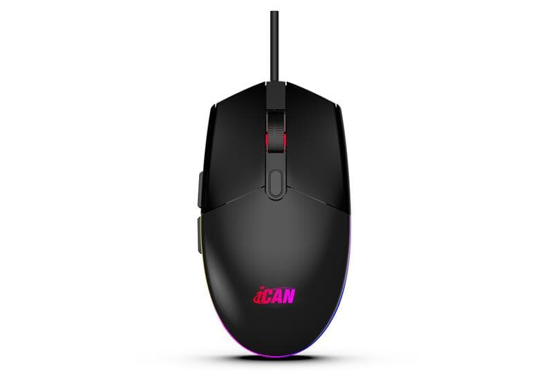 iCAN GM1011 Wired Black RGB Gaming Mouse, 6 Buttons, 1600 DPI