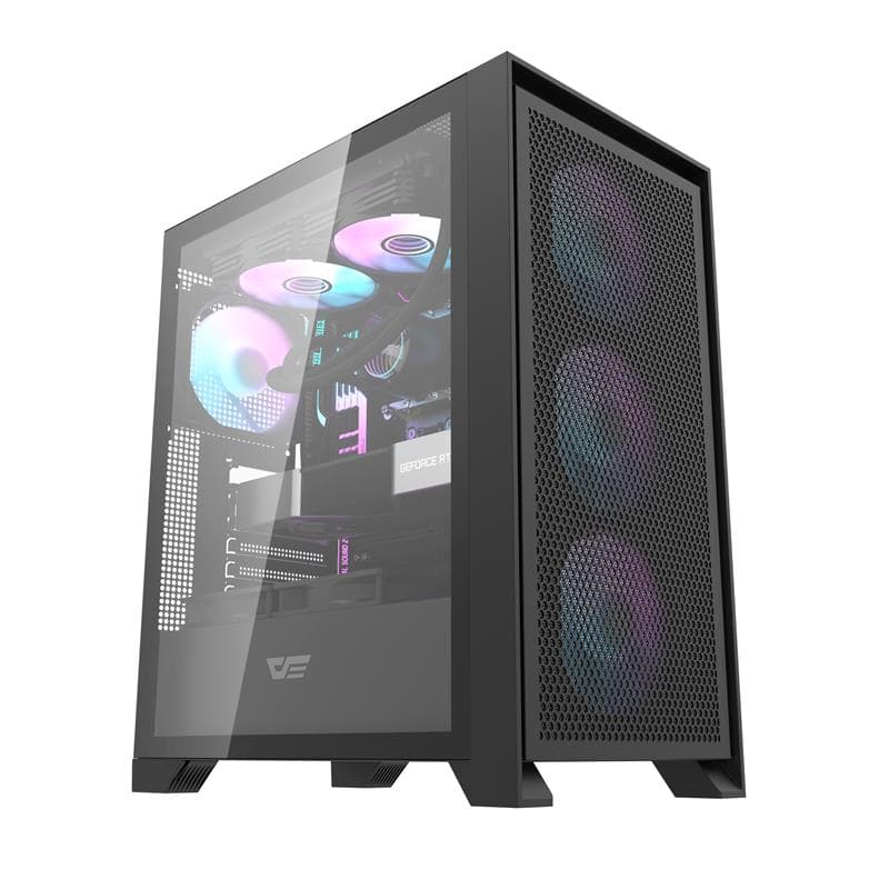 DarkFlash DRX70 Mesh ATX PC Case, 4x ARGB Fans Included, Black(Open Box)