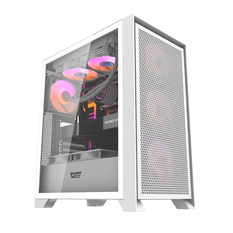 DarkFlash DRX70 Mesh ATX PC Case, 4x ARGB Fans Included, White(Open Box)