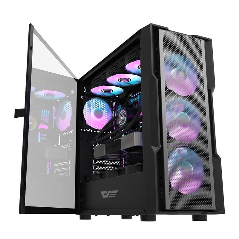 DarkFlash DK431 E-ATX PC Case, 4x ARGB Fans Included, Black(Open Box)