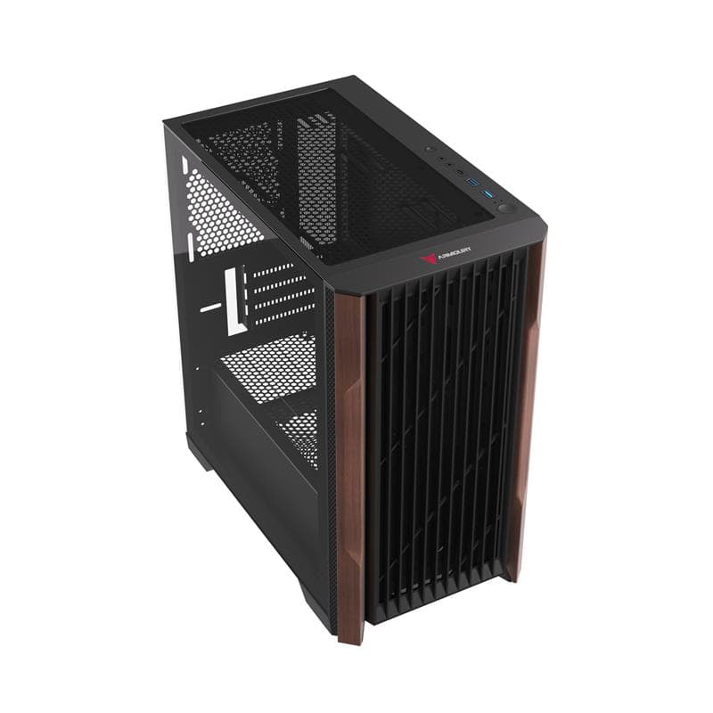 ARMOURY A08 Micro ATX Case, Wood Front Panel, Black(Open Box)