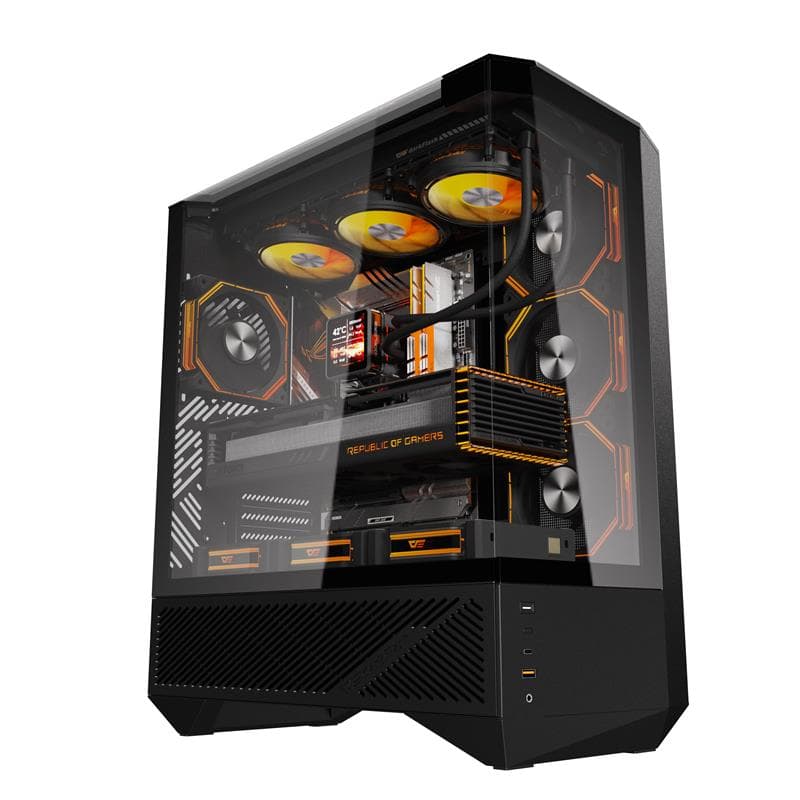 DarkFlash DY460 Luxury ATX PC Case, 4x ARGB Fans Included, Black(Open Box)
