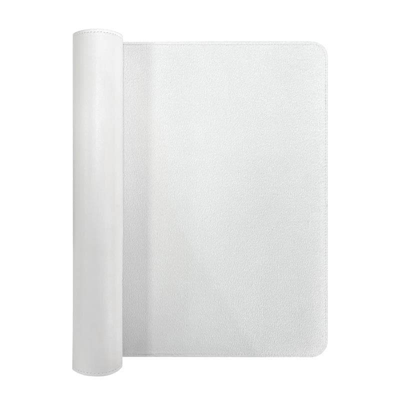 iCAN White PU Leather Top + Anti-Slip Suede Desk Pad w/ Stitched Lines