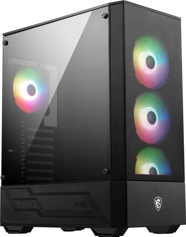 MSI MAG FORGE 112R Mid-Tower Case for up to ATX Motherboards, Tempered Glass, Front Mesh Panel, 4 x 120mm ARGB fans with Hub...