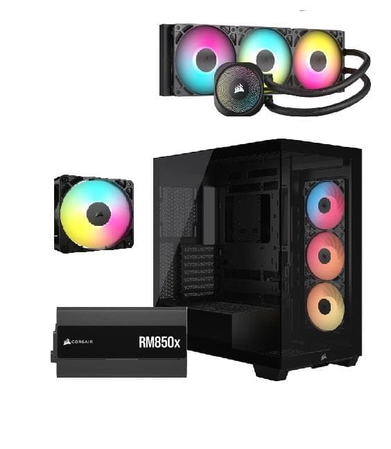 CORSAIR 3500X RS-R ARGB, RM850x PSU, NAUTILUS 360 ARGB AIO