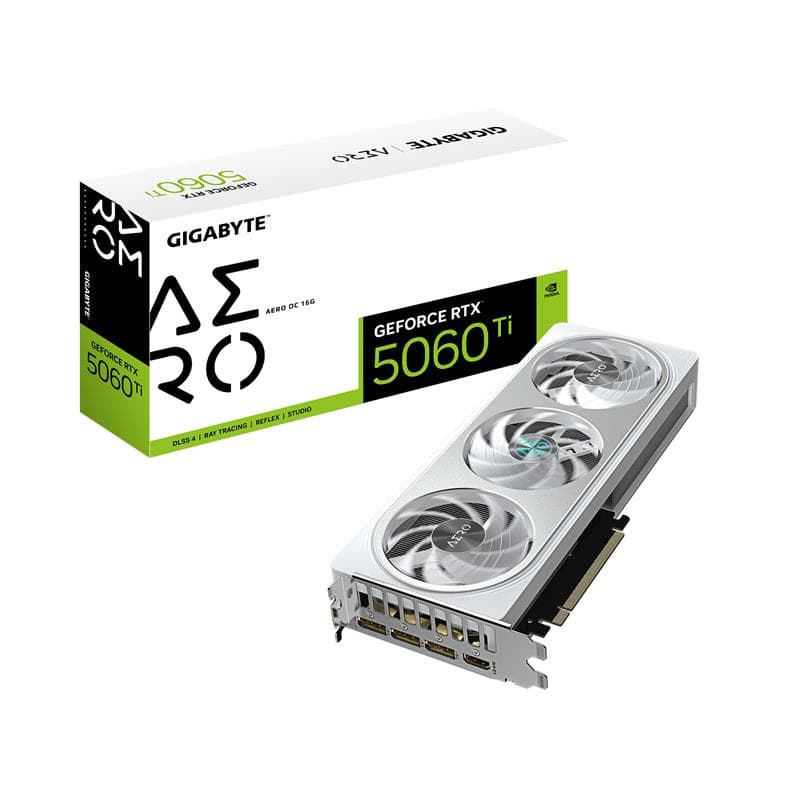 GIGABYTE GeForce RTX 5060 Ti AERO OC 16G Graphics Card, 16GB 128-bit GDDR7, PCIe 5.0, WINDFORCE cooling system, GV-N506TAERO OC