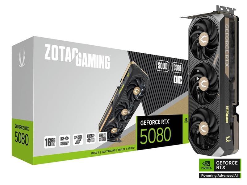 ZOTAC GeForce RTX 5080 SOLID CORE OC 30 Gbps Triple Fans(Open Box)