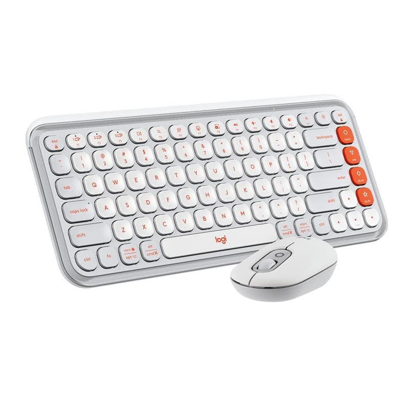 LOGITECH POP ICON Wireless Keyboard & Mouse Combo (Off-White & Orange)