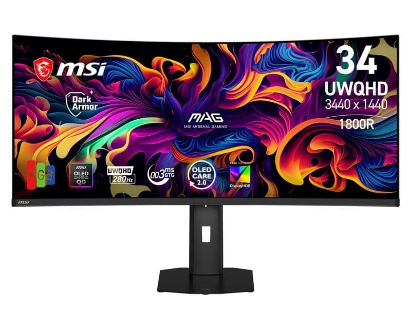 MSI MAG 34" 3440 x 1440 UWQHD QD-OLED 280Hz Gaming Monitor
