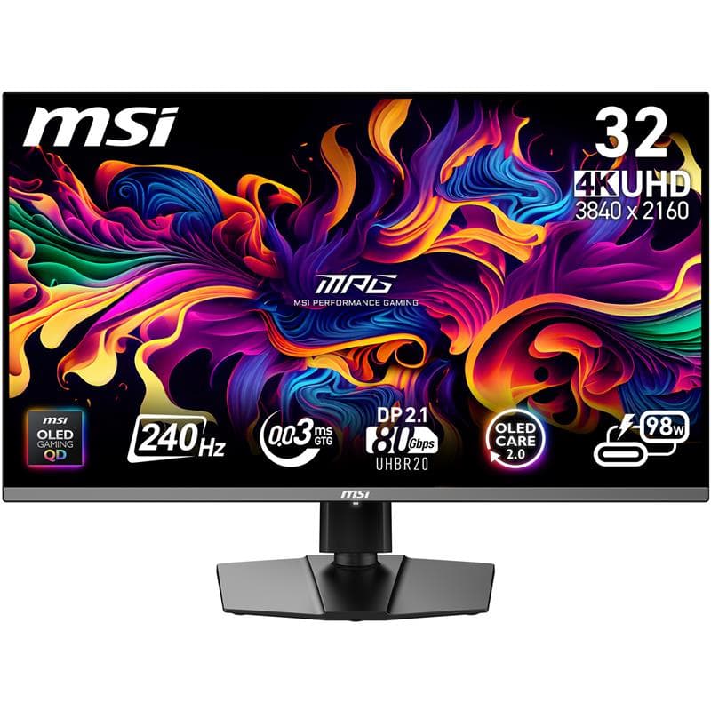 MSI MPG 322URX QD-OLED 32" 16:9 UHD, 240Hz 0.03ms Monitor, DP2.1a, AI