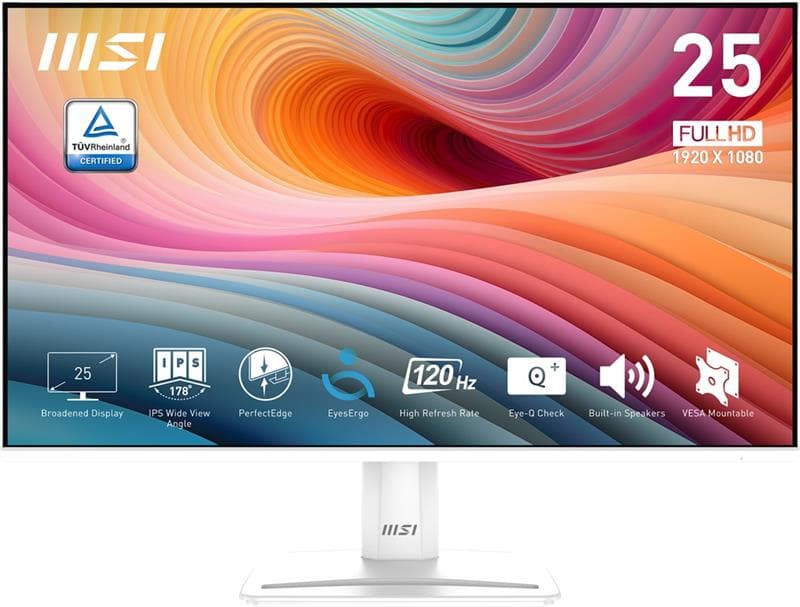 MSI PRO MP251W E2 24.5" FHD IPS 120hz 1ms (MPRT) White Monitor(Open Box)