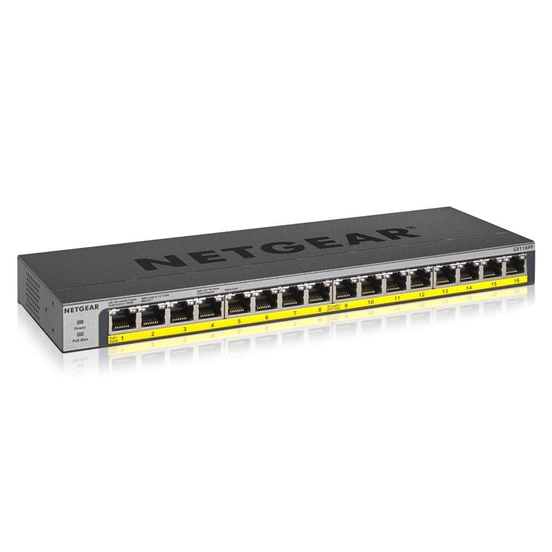 NETGEAR 16-Port 183W PoE/PoE+ Gigabit Ethernet Unmanaged Switch O
