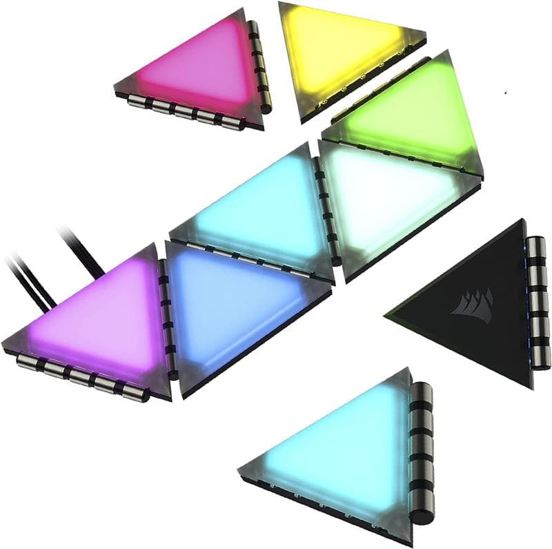 CORSAIR iCUE LC100 Case Accent Lighting Panels - Mini Triangle - 9x Tile Expansion Kit