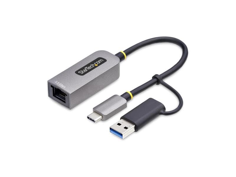 STARTECH 2.5GBE USB-C TO ETHERNET ADAPTER WITH USB-A CONVERTER, NBASE-T NIC, USB 3.0 TYPE-C 2.5/1G MULTI SPEED NETWORK, THUNDER
