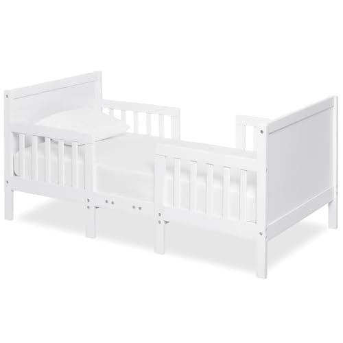 Dream On Me Hudson 3 in 1 Convertible Toddler Bed in White, Greenguard Gold Certified, JPMA Certified, Non Toxic Finishes, Made of Sustainable New Zealand Pinewood