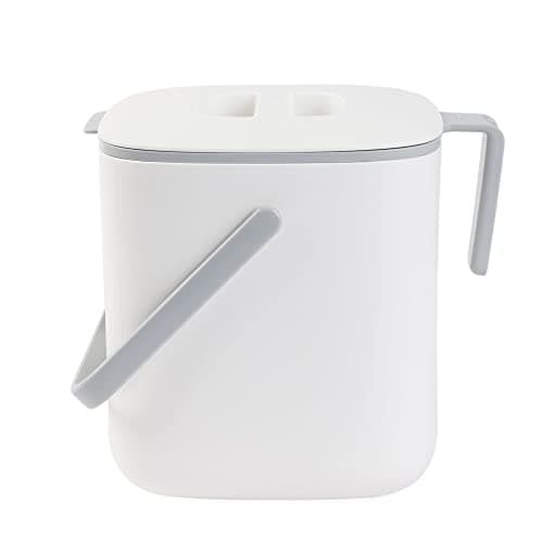Blue Ginkgo Kitchen Compost Bin – Small [2.6L / 0.69 GAL] – Filter-Free, Odor-Tight Countertop Food Waste Pail with Handles (Made in Korea, White)