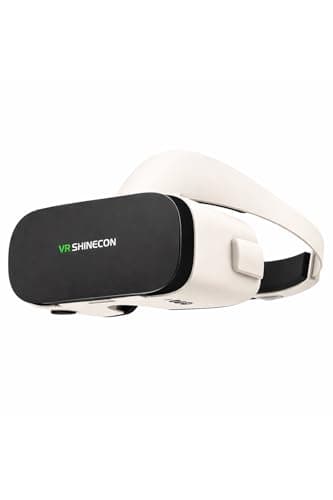 VR SHINECON 3D VR Headset for Smartphone, Flip-Up VR Goggles for 3D Videos, 120° Wide View, Hard Headband for Stable Fit, Glasses Friendly, Compatible with 4.7–7.0" iPhone 17/16 Pro Max & Android
