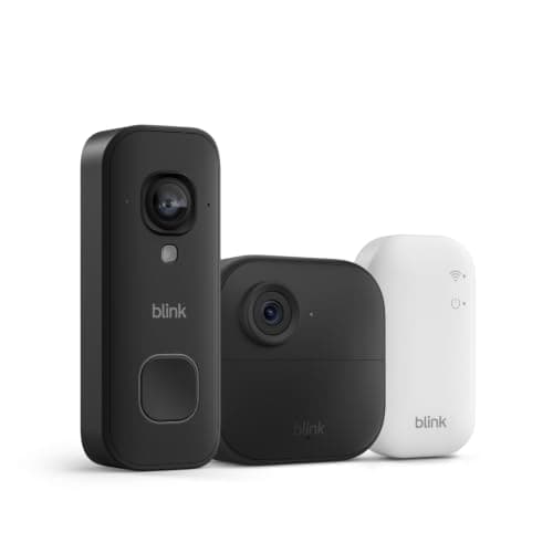 Blink Outdoor 4 and Wired Doorbell 2K+ (newest model) — Two-year battery 1080p camera and 2K hardwired doorbell. Sync Module Core included — 1 Camera + Doorbell (Black)