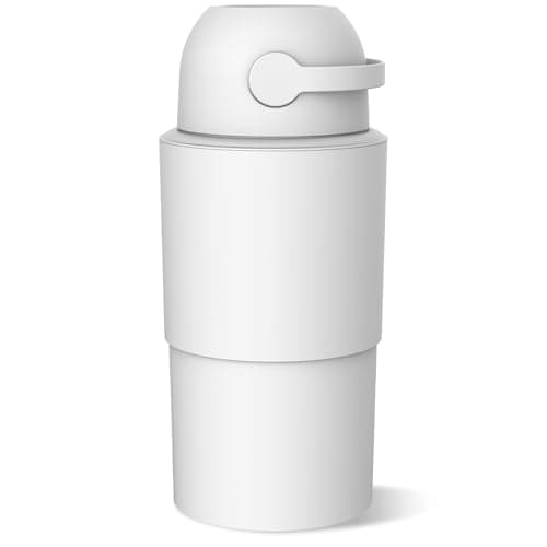 Pure Magic Baby Diaper Pail - Heka, Patented Odor-Stop System, Collapsible, Use Any Garbage Bag, One Hand Free Lever, 1 Roll of Bag incld. (Large, White)