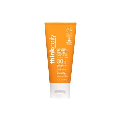 THINK Thinkdaily Tinted Sunscreen for Face, SPF 30, 20% Zinc Oxide, 2 Oz, Safe, Natural, Water Resistant Reef Safe Sunscreen, All Skin Tones, Vegan Broad Spectrum Sun Screen for Sun Protection