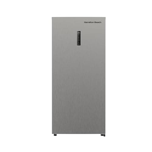 Hamilton Beach HBFRF1495 14 cu ft Upright Convertible Fridge/Freezer-Frost Free-Reversible Door-Removable Glass Shelves-LED Interior Light, Stainless