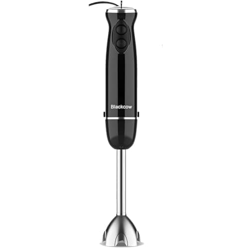 Blackcow Immersion Blender Handheld,500W Electric Hand Blender,Electric Hand Mixer with 12-Speed&Turbo,Extra Quiet Hand Blender for kitchen,Smoothie,Soup,Baby Food,Puree.Black