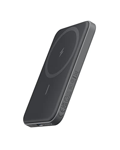 Anker 621 Magnetic Portable Charger (MagGo), 5,000mAh Wireless Power Bank with USB-C Cable, Magsafe-Compatible Battery Pack for iPhone 17/16/15/14/13/12 Series (Black)