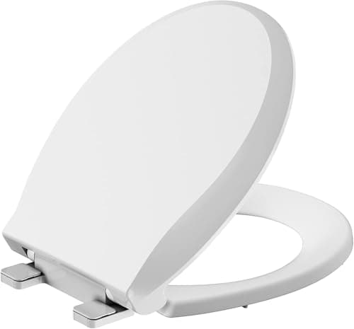 Soft Close Commercial Toilet Seat – 17 Round, Thickened White PP, Quiet Lid, Easy Install & Clean, Never Loosen, Restroom Grade, Fits Most Standard Toilets – Size: 17/19"