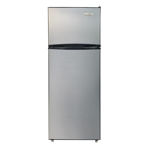 Frigidaire EFR749_AMZ EFR749-AMZ, 2 Door Apartment Size Refrigerator with Freezer, 7.5 cu ft, Retro, Silver, Black