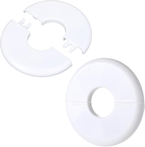2PCS Wall Split Flange ABS Plumbing Cover Plates - Self-Adhesive Escutcheon for 17mm Water Pipes, Round Hole Floor or Ceiling Decorative Plate, Faucet Kitchen Toilet Pipe Concealment (White)