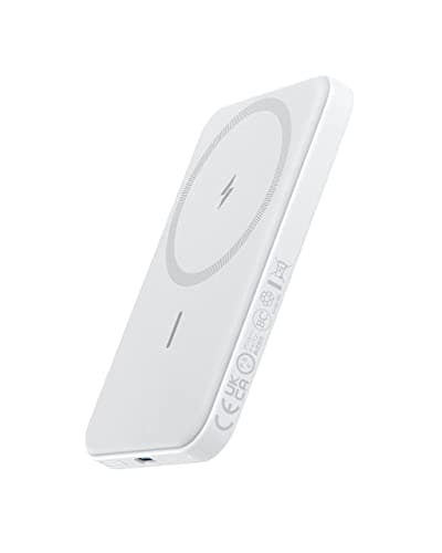 Anker 621 Magnetic Portable Charger (MagGo), 5,000mAh Wireless Power Bank with USB-C Cable, Magsafe-Compatible Battery Pack for iPhone 17/16/15/14/13/12 Series (White)