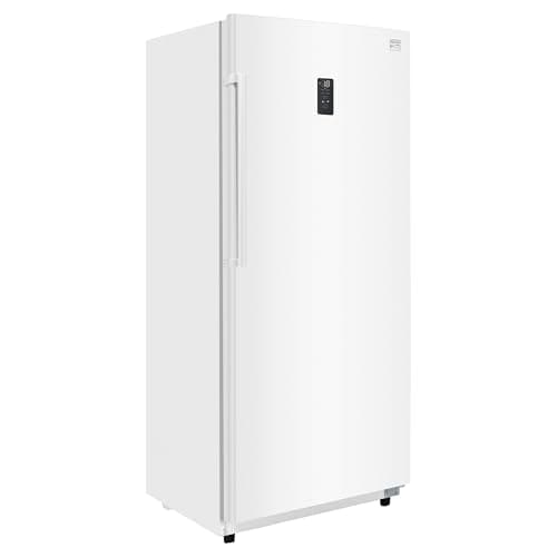 Kenmore 17 Cu Ft Upright Freezer – Convertible Refrigerator/Freezer, Garage Ready, Frost Free Auto Defrost, 4 Shelves, Large Capacity Stand Up Freezer for Home, Apartment & Basement (White)