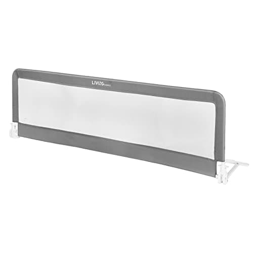 LIVINGbasics 71'' Extra Long Baby Bed Rail (180cm – Covers Full Twin Bed Side), Fits 4.7"–12" Mattresses, Swing-Down Bumper Bedrail with Reinforced Anchor Safety System for Box, Leather, Flat Bed