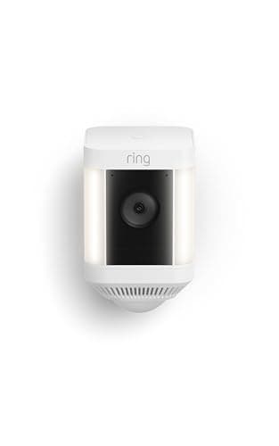 Ring Spotlight Cam Plus, Solar | Two-Way Talk, Colour Night Vision, and Security Siren (2022 release) - White