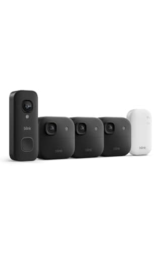Blink Wired Doorbell 2K+ (all-new) and Outdoor 2K+ (newest model) — 2K video, enhanced audio. Sync Module Core included - 3 Cameras + Video Doorbell (Black)