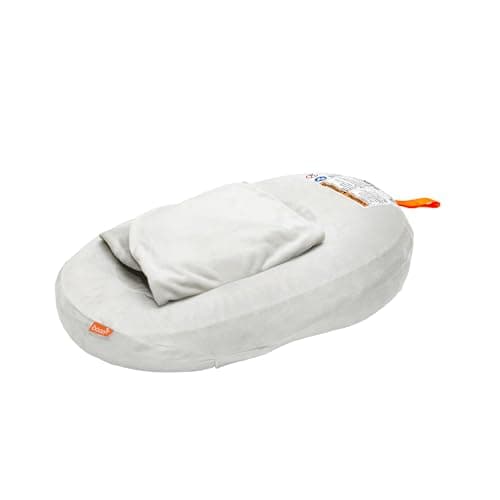 Boon Puff+ Inflatable Baby Bather with Microfleece Cover, Swaddle Wings and Storage Bag – for Newborns and Infants, Gray