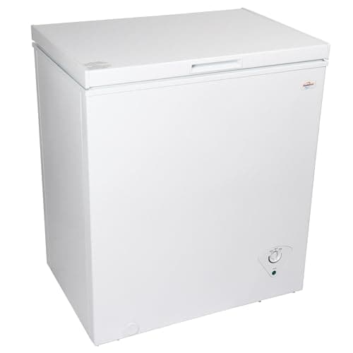 Koolatron Deep Freezer - 5.0 Cubic Feet Chest Freezer, 1 Wire Basket, Garage Ready, Meat Storage, Front Drain, For Home, Apartment, Basement, Dorm, Cottage, Manual Defrost, Stand Up, White
