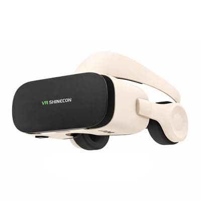 VR SHINECON 3D VR Headset for Phone with Bluetooth Headphones, 120° Wide View VR Goggles, Adjustable Focus & IPD, Compatible with 4.7–7.0" iPhone & Android Smartphones
