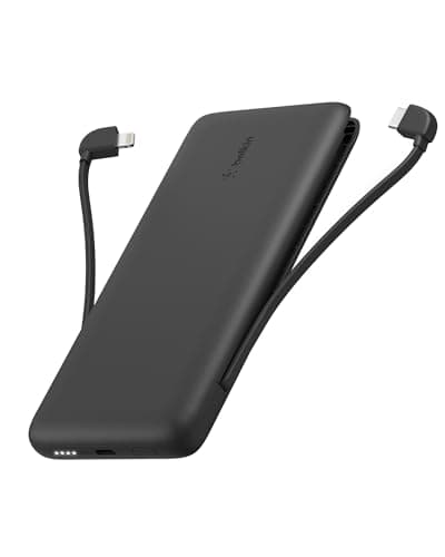 Belkin BOOSTCHARGE Portable Charger Power Bank 10000 mAh with Integrated Lightning (MFI) and USB-C Cables Plus USB-C Port, Compatible with iPhone 13, Pro, Pro Max, Mini, Galaxy S22, Ultra, Plus