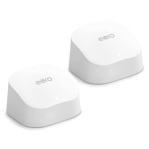 Amazon eero 6 mesh wifi system - Supports internet plans up to 500 Mbps, Coverage up to 280 m², Connect 75+ devices, 2-pack (1 router + 1 extender)