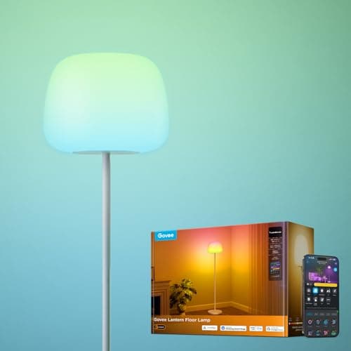 Govee Lantern Floor Lamp, Halo Gradient RGBIC Smart Corner Lamp with LuminBlend, 1000K-10000K, Matter Compatible, 100+Scene Modes, Music Sync, 1400lm, Modern Floor Lamps for Living Room, Bedroom,White