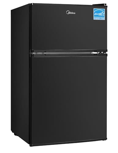 Midea WHD-113FB1 3.1 Cu Ft Compact Fridge with Freezer, Energy Star Certified Mini Fridge with Interior Light, Adjustable Shelves, Perfect for Office, Dorm, Bedroom, Black